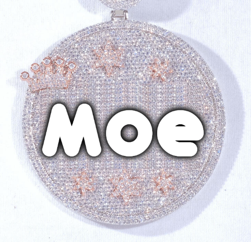 CUSTOM LETTER NECKLACE 3D BIG CROWN DISC