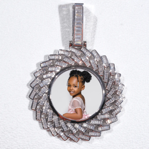 Large 3D Baguette Custom Picture Pendant