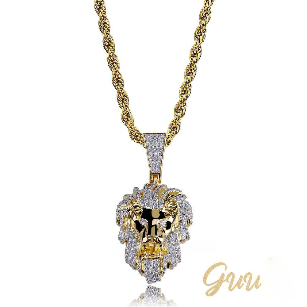 23mm Gold-Plated Micro-inlay Zircon # Lion Head # Rapper Chain - The GUU Shop