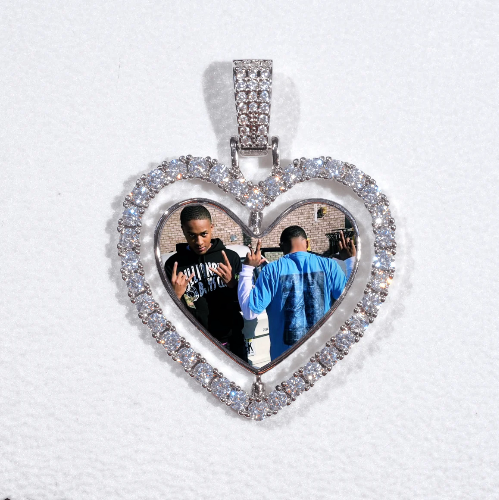 3D Spinning 2-Faced Heart Custom Picture Pendant