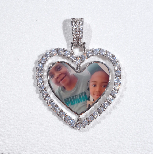 3D Spinning 2-Faced Heart Custom Picture Pendant