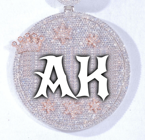 CUSTOM LETTER NECKLACE 3D BIG CROWN DISC