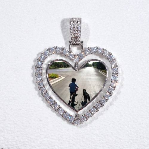 3D Spinning 2-Faced Heart Custom Picture Pendant