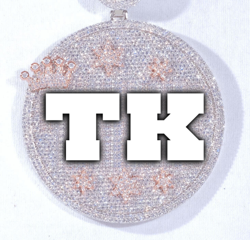 CUSTOM LETTER NECKLACE 3D BIG CROWN DISC