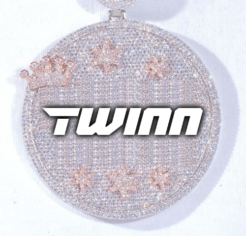 CUSTOM LETTER NECKLACE 3D BIG CROWN DISC