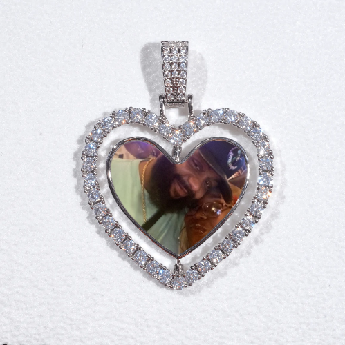 3D Spinning 2-Faced Heart Custom Picture Pendant
