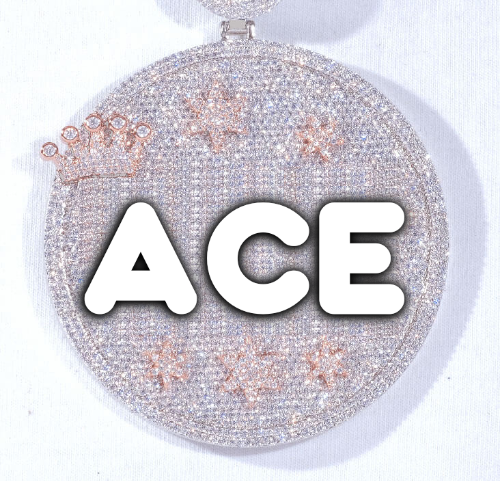 CUSTOM LETTER NECKLACE 3D BIG CROWN DISC