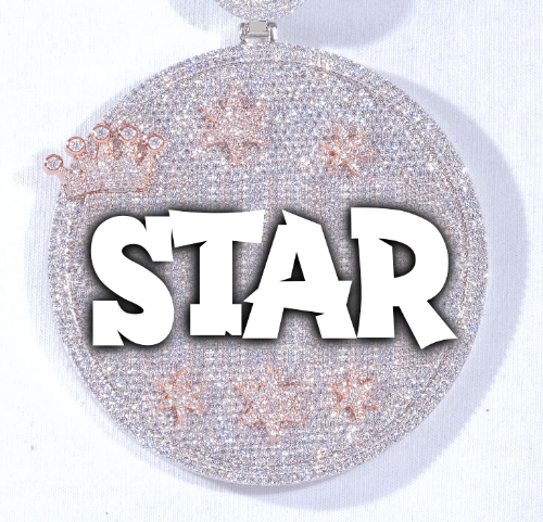 CUSTOM LETTER NECKLACE 3D BIG CROWN DISC