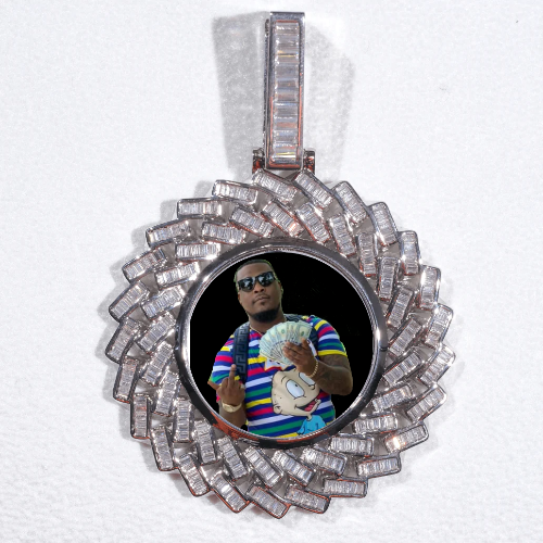 Large 3D Baguette Custom Picture Pendant