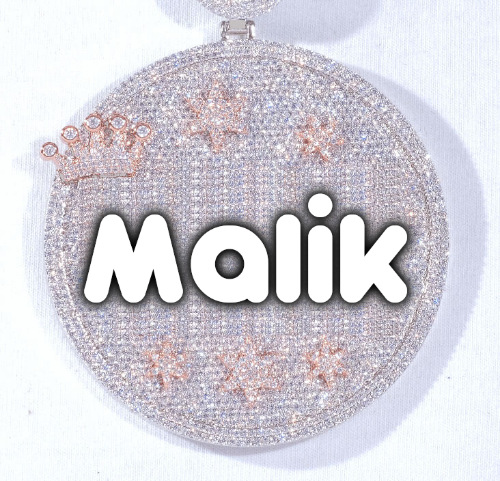 CUSTOM LETTER NECKLACE 3D BIG CROWN DISC
