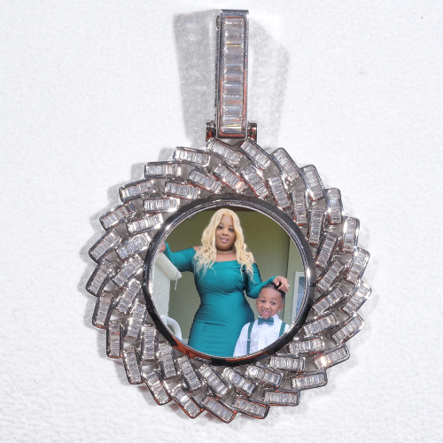 Large 3D Baguette Custom Picture Pendant