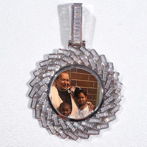 Large 3D Baguette Custom Picture Pendant