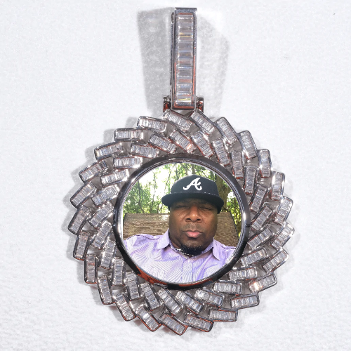 Large 3D Baguette Custom Picture Pendant