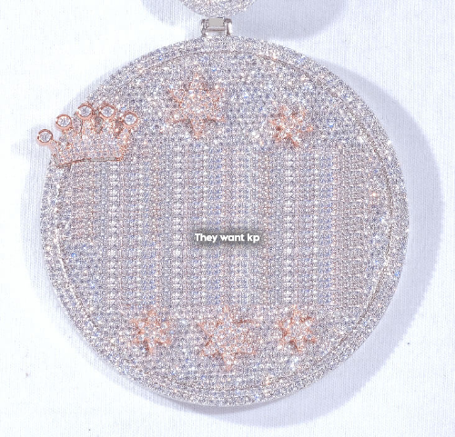 CUSTOM LETTER NECKLACE 3D BIG CROWN DISC