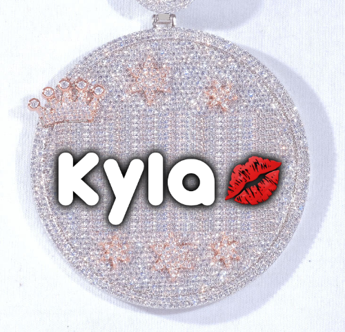 CUSTOM LETTER NECKLACE 3D BIG CROWN DISC