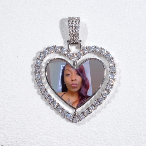 3D Spinning 2-Faced Heart Custom Picture Pendant