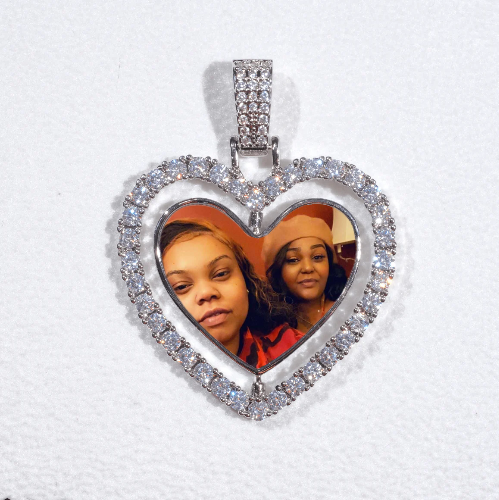 3D Spinning 2-Faced Heart Custom Picture Pendant