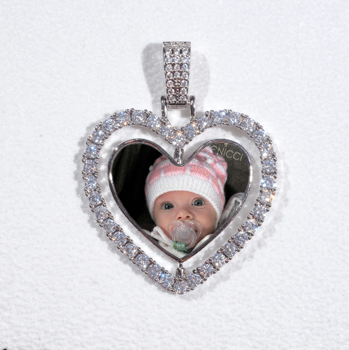 3D Spinning 2-Faced Heart Custom Picture Pendant
