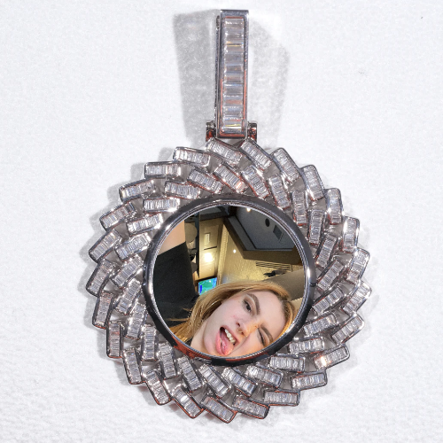 Large 3D Baguette Custom Picture Pendant