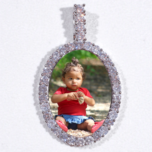 Large 3D Oval Custom Picture Pendant
