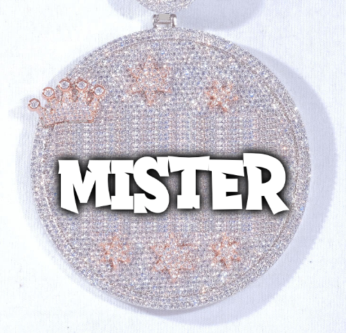 CUSTOM LETTER NECKLACE 3D BIG CROWN DISC