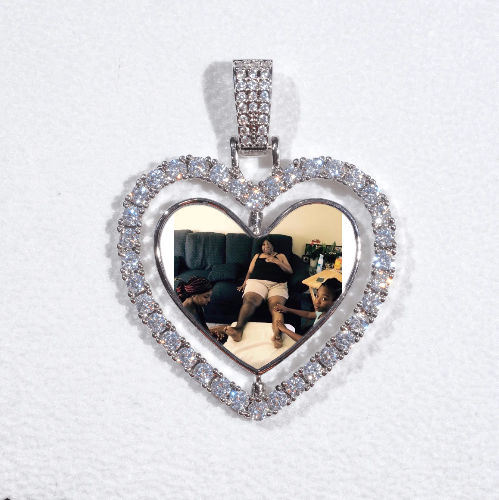 3D Spinning 2-Faced Heart Custom Picture Pendant