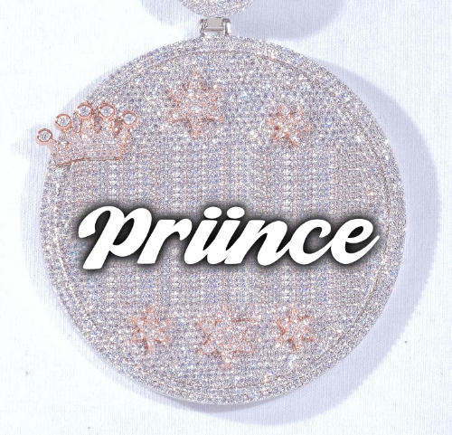 CUSTOM LETTER NECKLACE 3D BIG CROWN DISC