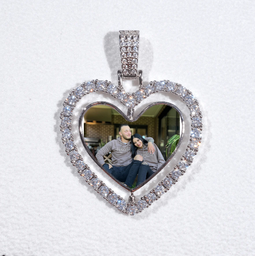 3D Spinning 2-Faced Heart Custom Picture Pendant