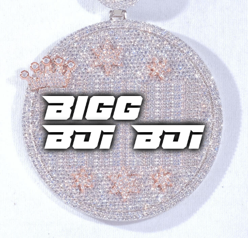 CUSTOM LETTER NECKLACE 3D BIG CROWN DISC
