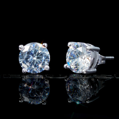 Iced Cubic Zirconia  Gold-Plated/silver Earrings (8mm)