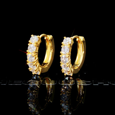 Official Limited 18K Gold-Plated AAA CZ Hinge Earring