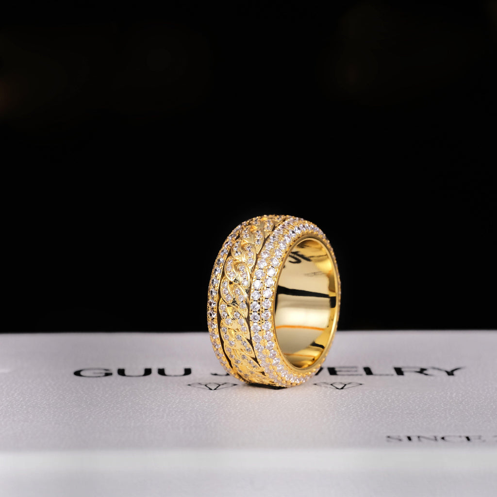 Rotatable 5-Layer Iced Cuban Ring - The GUU Shop