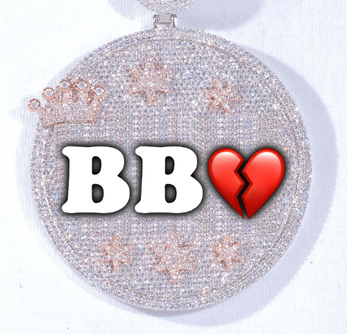 CUSTOM LETTER NECKLACE 3D BIG CROWN DISC
