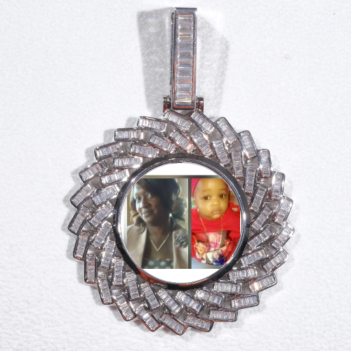 Large 3D Baguette Custom Picture Pendant