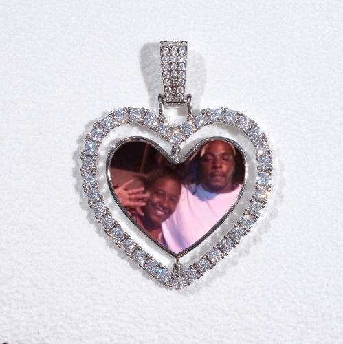 3D Spinning 2-Faced Heart Custom Picture Pendant