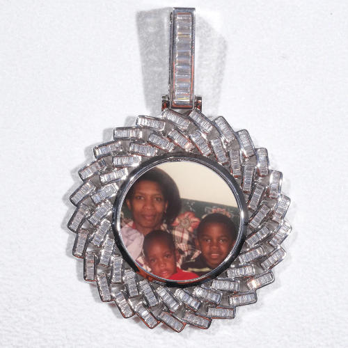 Large 3D Baguette Custom Picture Pendant