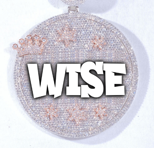 CUSTOM LETTER NECKLACE 3D BIG CROWN DISC