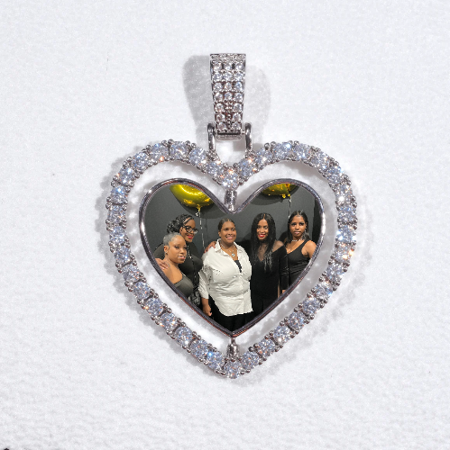 3D Spinning 2-Faced Heart Custom Picture Pendant