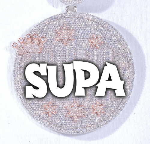 CUSTOM LETTER NECKLACE 3D BIG CROWN DISC