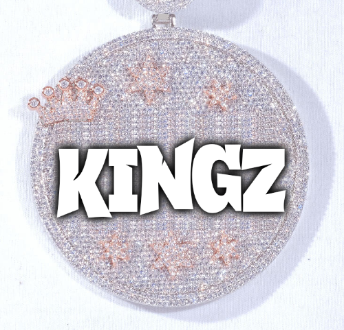 CUSTOM LETTER NECKLACE 3D BIG CROWN DISC