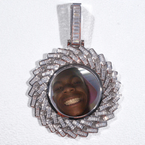 Large 3D Baguette Custom Picture Pendant