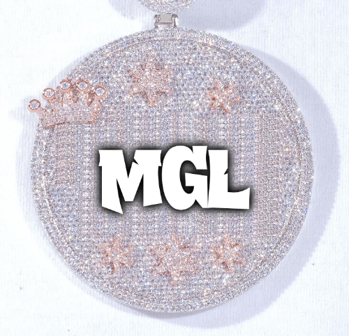 CUSTOM LETTER NECKLACE 3D BIG CROWN DISC