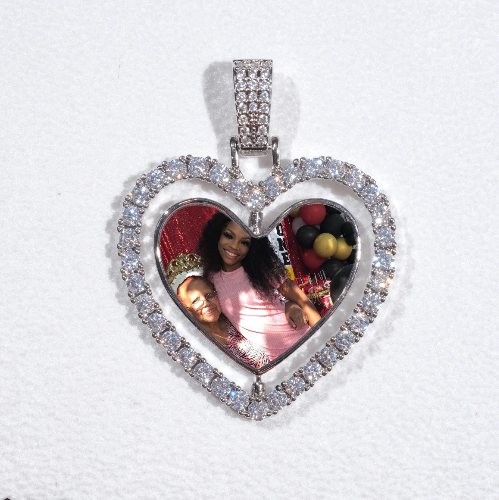 3D Spinning 2-Faced Heart Custom Picture Pendant