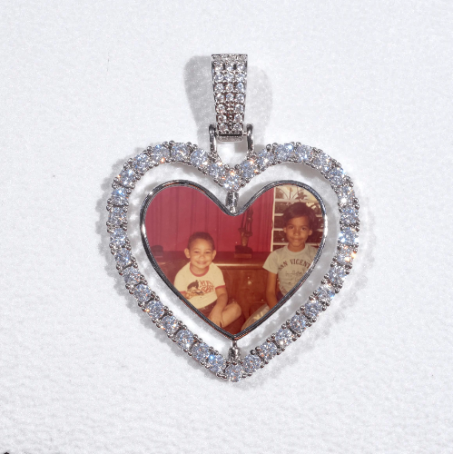 3D Spinning 2-Faced Heart Custom Picture Pendant
