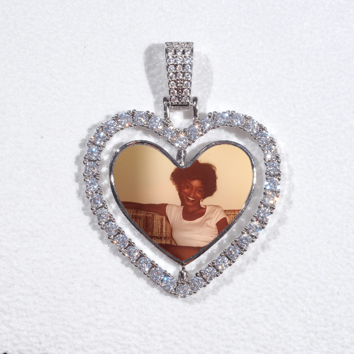 3D Spinning 2-Faced Heart Custom Picture Pendant