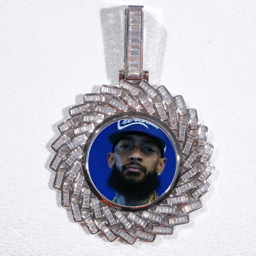 Large 3D Baguette Custom Picture Pendant