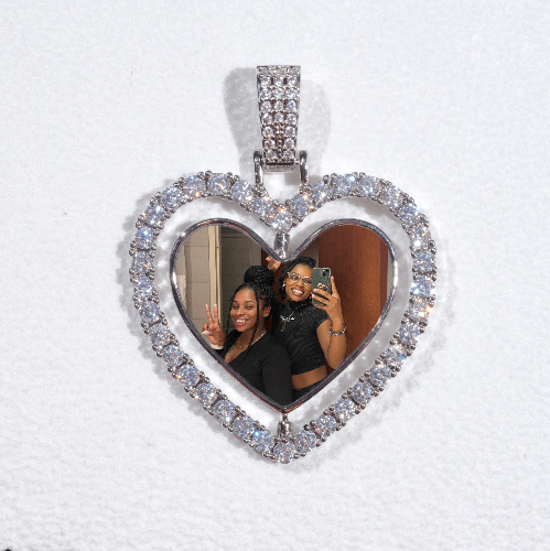 3D Spinning 2-Faced Heart Custom Picture Pendant