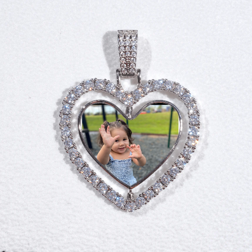 3D Spinning 2-Faced Heart Custom Picture Pendant