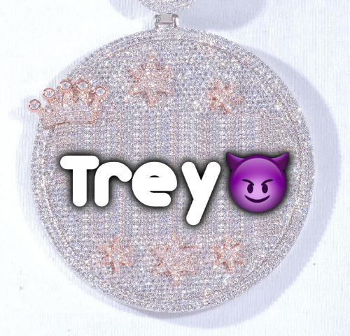 CUSTOM LETTER NECKLACE 3D BIG CROWN DISC