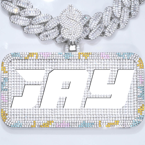 CUSTOM LETTER NECKLACE 3D COLORFUL SQUARE